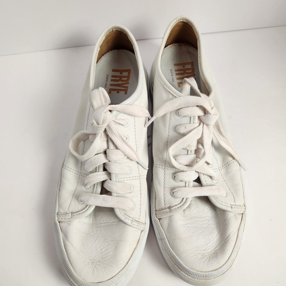 Frye Gia Women's Low Lace White Leather Sneakers Size 8.5M - Picture 7 of 9